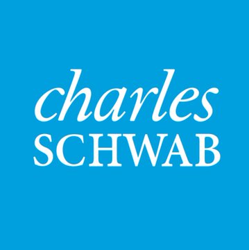 The Charles Schwab logo displayed in white text on a solid blue background.