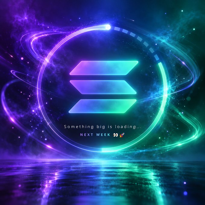 A digital promotional graphic featuring a glowing purple and teal logo with the text 'Something big is loading... NEXT WEEK' against a cosmic space background.
