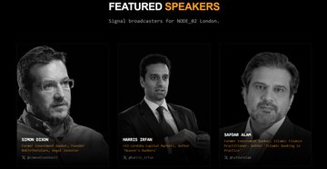The image features three men wearing suits and ties, with one man standing out as a speaker featured on the website. The other two men are sitting down, possibly waiting for their turn to speak or listening to the featured speaker. The background of the image is black, which contrasts with the white text that reads "Featured speakers" at the top.