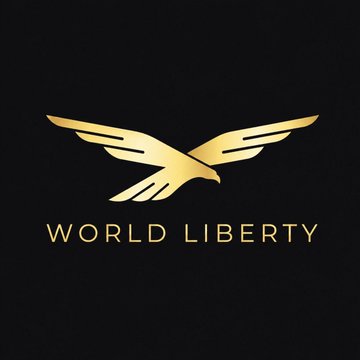 A gold logo of a stylized eagle or bird with spread wings above the text 'WORLD LIBERTY' on a black background.