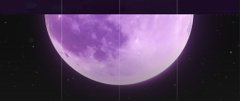 A purple-hued moon against a black starry background, partially cropped at the top edge.