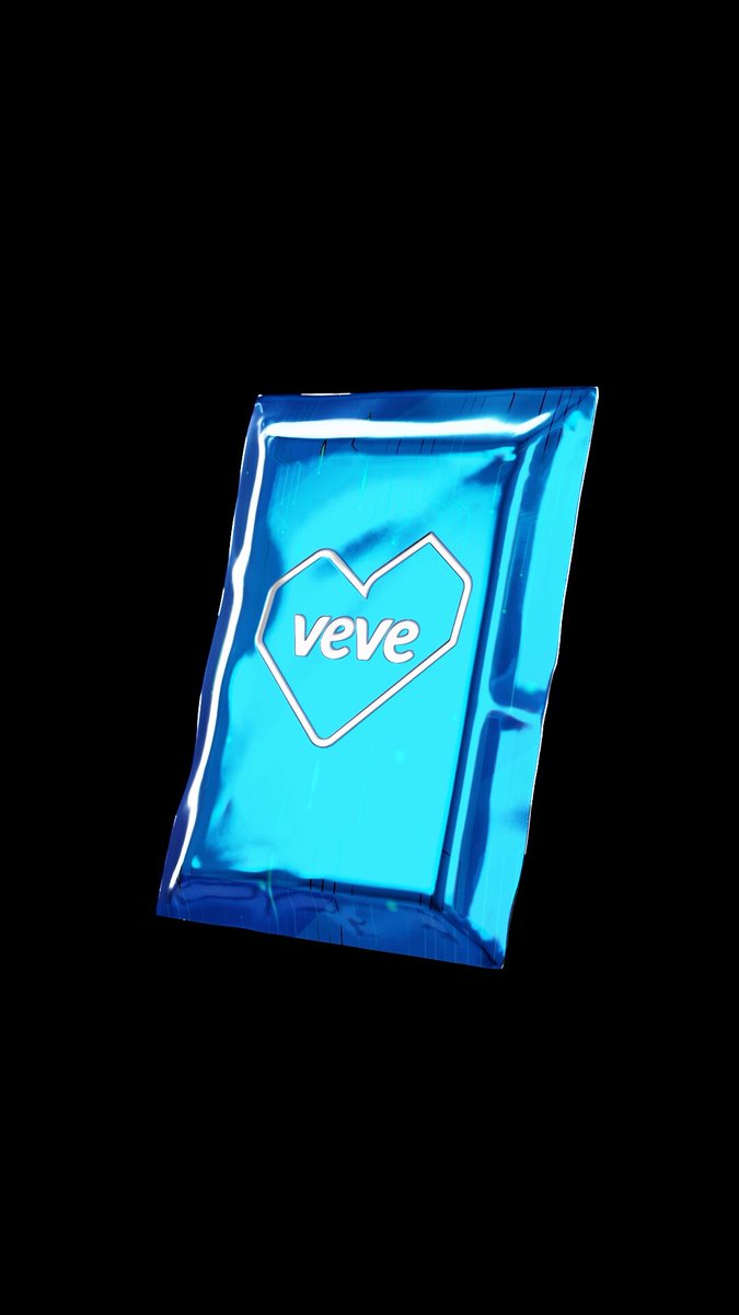 The image features a square blue object with white text that reads "veve" and "@veve_official", which appears to be an advertisement or promotional material for a digital collectibles platform called "@veve". The background of the image is black, making the blue object stand out prominently. The post also mentions that this platform is expanding its reach beyond its original audience on Twitter and Telegram, targeting a larger global community interested in digital collectibles.