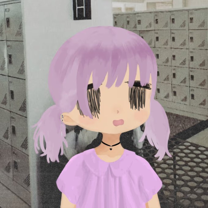 An anime-style character with lavender pigtails and a matching dress stands in front of a wall of mailboxes, wearing a small heart necklace and appearing tired or unimpressed. The post relates to the image's tired, drained expression, reflecting the weariness of "sweeping" the market during a dip while holding 30.