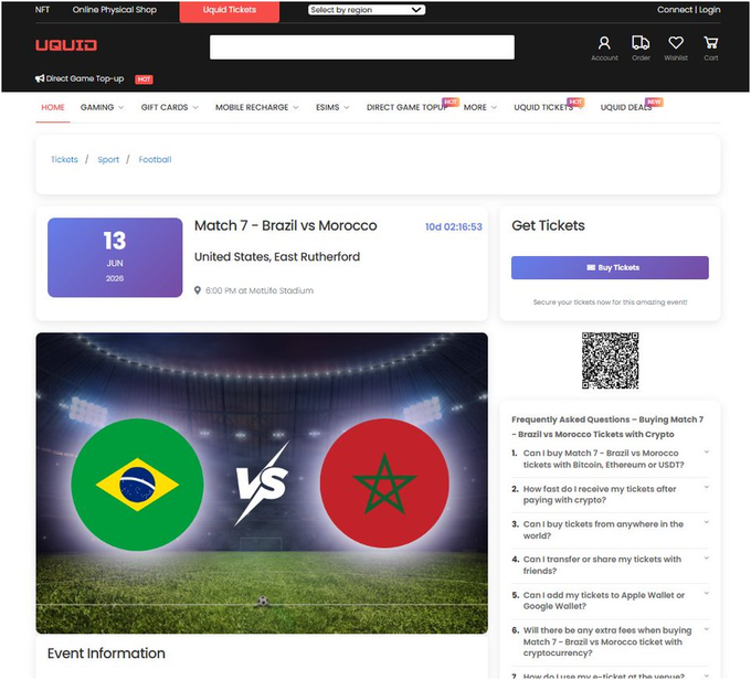 The image shows a website for the World Cup Countdown event, which has been described as "the biggest stage of the year" by fans worldwide. It features an advertisement for tickets to the World Cup, with a focus on the excitement surrounding the event. The website also includes information about the event and how it connects people around the globe through TRON technology.