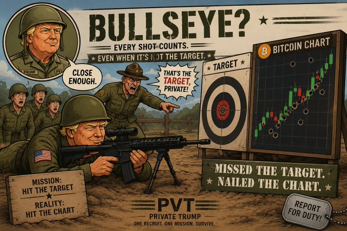 The image is a cartoon-like illustration featuring multiple soldiers wearing green uniforms standing at various positions, with some holding guns. In the background of the scene, there is a chart depicting the number of shots taken against a bullseye target, while other characters are present in the foreground to emphasize certain points or actions within the story. The post has a casual tone and includes text such as "#PVT", "#missionbrief", #reportforduty", and "#solana".