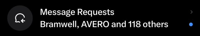 A smartphone screen displays "Message Requests" from "Bramwell, AVERO and 118 others," illustrating the overwhelming influx of direct messages that comes with managing a free NFT mint collaboration.