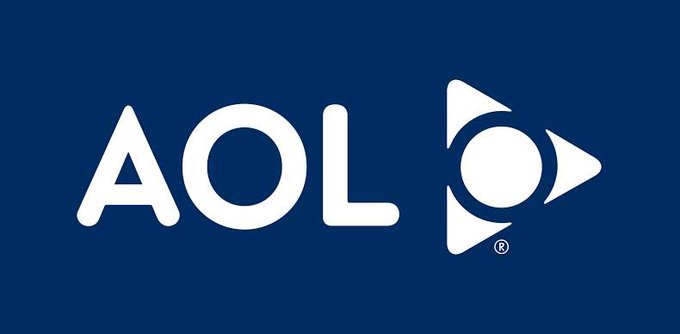 The image displays the AOL logo in white against a dark blue background, featuring the company name "AOL" alongside its iconic triangular emblem with a registered trademark symbol. It visually reinforces the post's message about a current fintech or crypto potentially becoming the dominant, defining platform of Web3—just as AOL was for the early internet era.