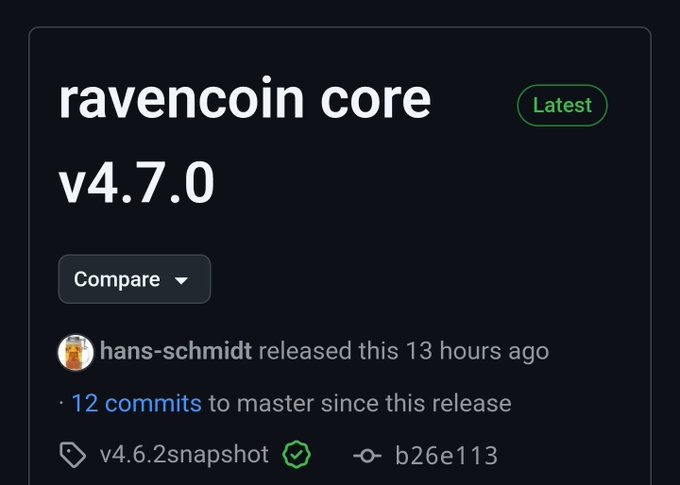The image shows a screenshot of a post on Twitter, which appears to be about the release of Ravencoin Core v4.7.0. The post includes a comparison between the new version and an older version, along with some helpful tips for upgrading to the newer one. It also mentions that sending money is now allowed via the sendtoaddress RPCs feature. There are several comments in the text box below it, providing further details on what needs to be done to make the new release work properly.