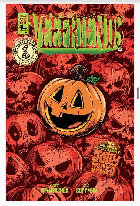 Cover of the comic book 'Witch King' #1 by Gary Dünnberger and D.J. Coffman, featuring a green title logo over a jack-o'-lantern with red skull-filled pumpkins in the background, noting 'A NEW HALLOWEEN LEGEND ARRIVES... JOLLY JACK O'.