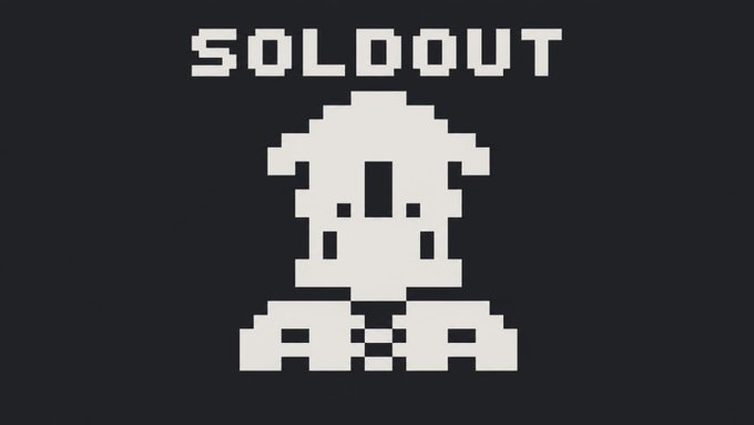 A pixelated white skull-style character is centered beneath the text "SOLDOUT" on a black background, visually representing the sold-out status of the A NONYM NFT collection of 10,000 identities.