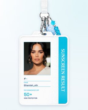 A sunscreen lanyard badge displays a "SUNSCREEN RESULT" reading of 50+ SPF High Protection, rated 50% for user "Elhamten_eth," tying into the post about computing SPF on fully-encrypted data via @fhenix.