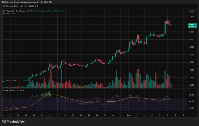 A TradingView candlestick chart for SHIBDRM on the LBank exchange (USDT pair), showing a strong uptrend from approximately 4,000 to 6,600 over a 4-hour timeframe, with RSI and volume indicators displayed at the bottom.