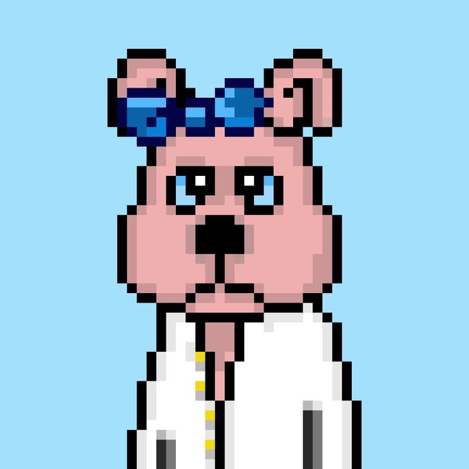 The image features a cartoon-style dog wearing a white lab coat, with a blue bow in its hair. The dog appears to be dressed for a formal occasion or event, as indicated by the presence of a tie. The caption below the image reads "5x GTD Giveaway for Smol doge - Follow @_smoldoge & @Mattymatrix_ & @Wallets Closes in 2HRS". This suggests that there is an ongoing contest or giveaway related to the dog's appearance, and the post encourages viewers to participate by sharing their own images of the same cartoon-style dog with a tie.