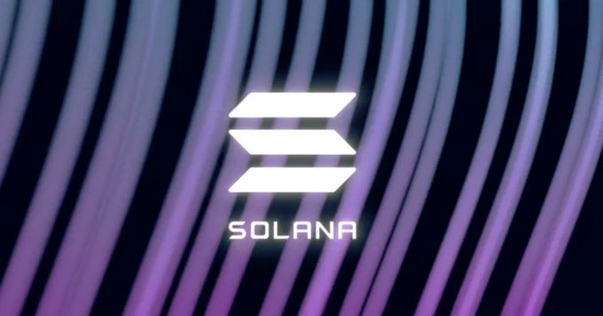 The image displays the Solana ($SOL) logo, featuring its distinctive three-bar emblem and the word "SOLANA" beneath it, set against a background of flowing purple and teal gradient lines. The visual ties directly to the accompanying post about $33 million in Solana short liquidations as SOL surged to $94.81, reinforcing the cryptocurrency at the center of the volatility event.
