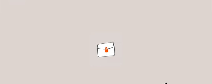 A minimalist illustration of a white envelope sealed with an orange wax stamp on a light beige background.