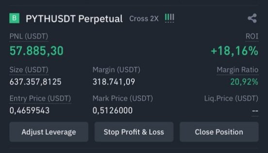 The image shows a screenshot of an online trading platform displaying real time prices for Cryptum coins like Cryptum, Bitcoin, and UDST, along with some statistics such as margin size, entry price, mark price, and leverage options available. The caption in relation to this post reads: "PYTH BOOM It was very easy." This phrase suggests that the trading platform is user-friendly or has an intuitive interface making it easier for beginners to navigate and trade cryptocurrency markets.