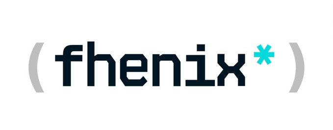 The fhenix logo displayed in dark text with a teal asterisk-like symbol between parentheses on a white background.