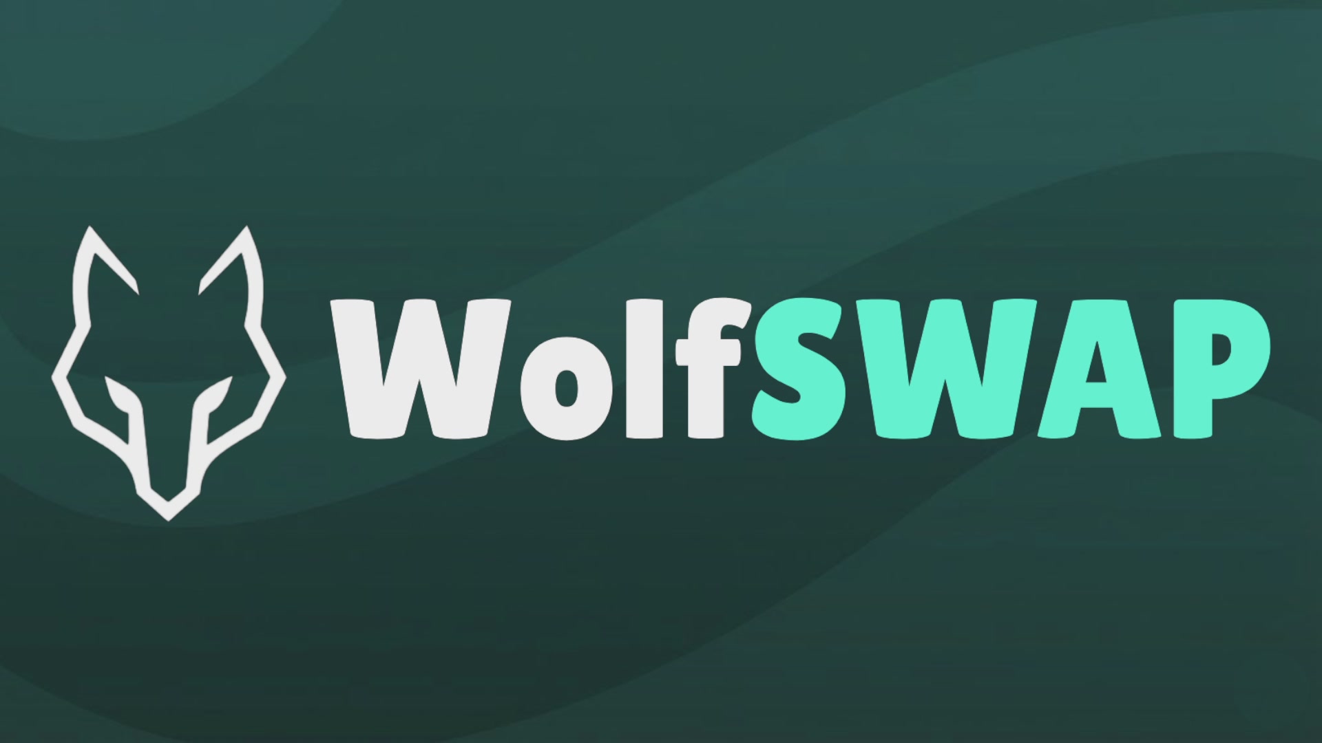 The image features a logo with a wolf's head design, which is written in white text against a green background. The text reads "Wolfswap", indicating that this is an advertisement for Wolfswap.