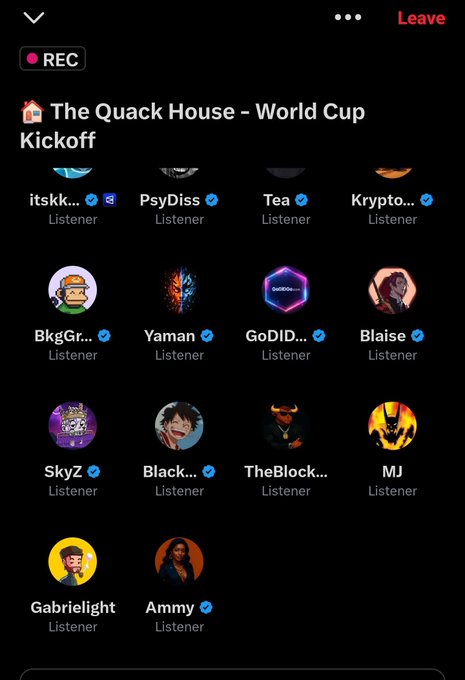 The image shows a phone screen displaying a list of various social media profiles or accounts. The main focus is on the Quack House account, which has been selected for a new campaign. The app's interface features a variety of options such as "Yamman", "Godd...", and "The Block". These options are likely related to the campaign's objectives, and users can engage with them by leaving reactions or comments.