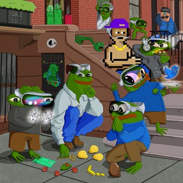 An illustration features cartoon frogs wearing VR headsets gathered on a stoop, with pills scattered on the ground.