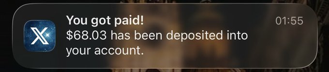 The image shows an email notification from a bank account, informing users that $66,03 has been deposited into their account. It also mentions the app Xairdrop, which is used for receiving mobile payments. The text indicates that the payment was made by someone in Europe and the alert was sent at 11:55 am on January 05th.