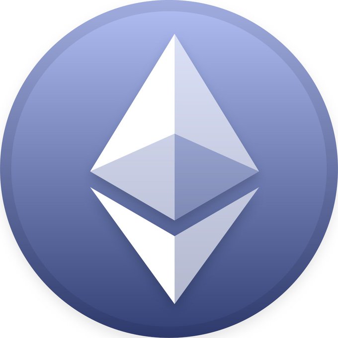 The image features a blue circle with an upward-pointing triangle inside, which is a symbol often associated with cryptocurrency mining or blockchain technology. The text "ETH" is also present within the image. This combination of symbols suggests that the image might be related to the world of cryptocurrencies and digital assets.