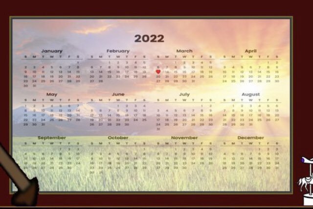 A 2022 calendar displayed against a scenic landscape background, with the months of September through December positioned over a green grassy field, visually linking the green coloring to XRP crypto as noted in the caption. The calendar shows the full year with all twelve months arranged in a grid format.