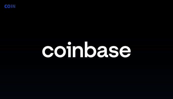 The image displays the Coinbase logo and brand name in white text on a black background, with "COIN" shown as a blue ticker in the top-left corner. It relates to the post by visually representing the Coinbase ($COIN) brand whose Q2 earnings results showed a double miss against analyst expectations.