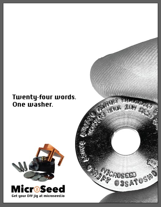 The image features a coin with the text "Bitcoin is a bearer instrument" written on it. The coin has a silver color and is placed next to a hand holding a key, which appears to be a USB drive or flash drive. The background of the image is white, making the coin stand out prominently.