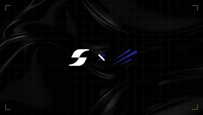 A dark logo graphic showing the Surf 'S' logo next to an 'x' and what appears to be the Bithumb logo in blue stripes against a black textured background.