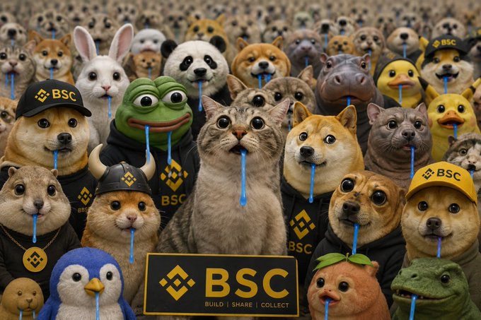 The image features a large group of cartoon animals, including dogs and cats, wearing clothing with the letters "BSC" written on them. The animals are standing close together, creating an impression that they are part of a team or a club. There is also a sign in the background that reads "Build it yourself", indicating that these animals might be promoting a DIY project or encouraging people to create their own unique designs using the characters from the post.
