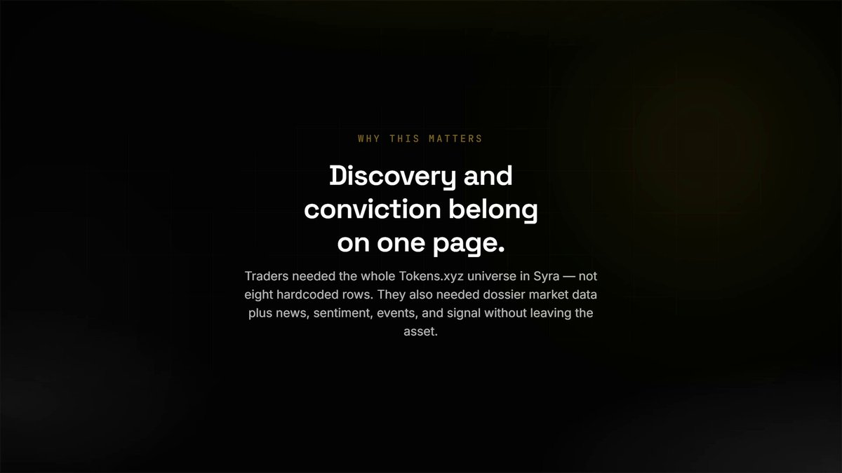 The image shows a black background with white text, which reads "Why True Patterns? Discovery and Conviction belong on one page." The text is centered against a dark gray background.