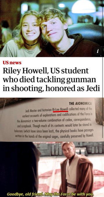 The image shows a collage of three posts related to an article about Riley Howell's death. The first post is a news article that talks about Riley Howell, who was a US student who died while trying to tackle a gunman during a shooting incident in shooting range. The second post is a tribute to Riley Howell and his friend Star Wars fan, Jett Riddle. The third post is an article discussing the convergence of AI and crypto, which has been accelerating faster than most realize.