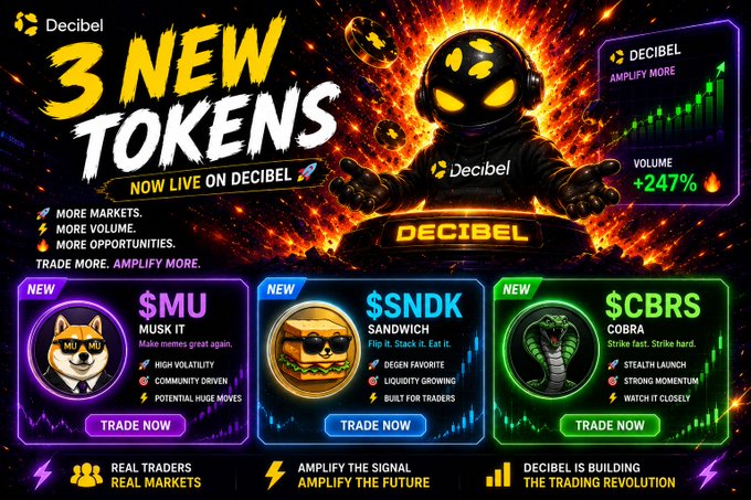 "Three new markets just landed on @DecibelTrade $MU $SNDK $CBRS are now live More markets. More opportunities. More action. Who’s taking the first trade $CMBR".