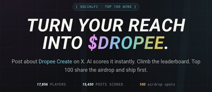 The image shows a banner for a social media platform called Dropee, which promotes a new feature or update. The banner features a colorful design with text and images related to the platform's purpose. It also includes information about the post, such as its creator, the number of likes it has received, and the number of shares it has gained. Additionally, there is a list of followers who have engaged with the post, along with their respective likes and comments. The image focuses on the content displayed in the banner to convey the message effectively and attract users' attention.