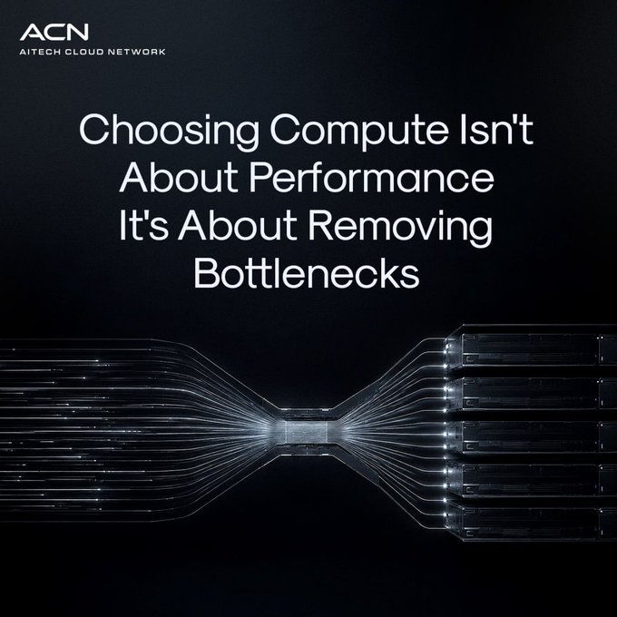 The image features a computer with multiple lines of code written on it, which appears to be a complex piece of technology or software. The text "Choosing Compute isn' about performance, it's about removing bottlenecks!" is displayed above the computer screen. This message suggests that the focus should be on optimizing and streamlining the computing process rather than solely concentrating on the power of the hardware itself. It emphasizes the importance of efficient code design, resource management, and other factors in achieving optimal performance for AI teams.
