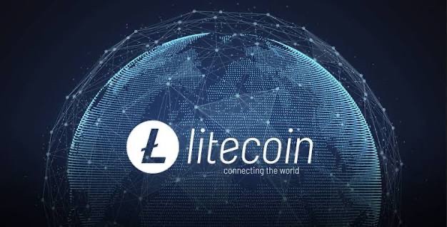 The image features the Litecoin logo and the text "litecoin — connecting the world" displayed over a glowing, network-style globe graphic. It visually reinforces the post's message about Litecoin ($LTC) being a borderless, always-available financial network that seamlessly connects people around the globe.