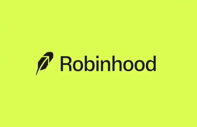 The image displays the Robinhood logo and name in black text on a bright yellow-green background. It relates to the post by representing one of the two wallet options being compared: the Robinhood wallet, set against Jupiter wallet.