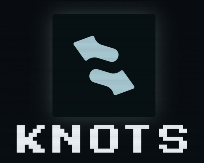 A pixel-art style logo on a dark background featuring a stylized blue 'S' or arrow design above the word 'KHOTS' in white blocky pixel letters.