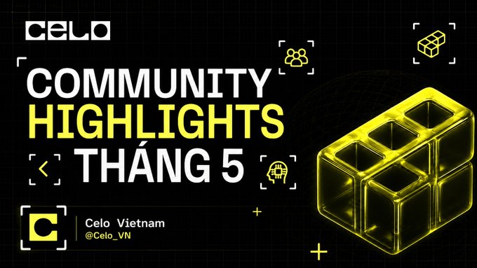 The image features a poster for CELO, which is a company that creates virtual reality experiences. The poster includes a yellow brick design with a 3D rendering of a cube inside it. Below this, there are text elements related to the content of the poster and possibly some information about the creator or the company.
