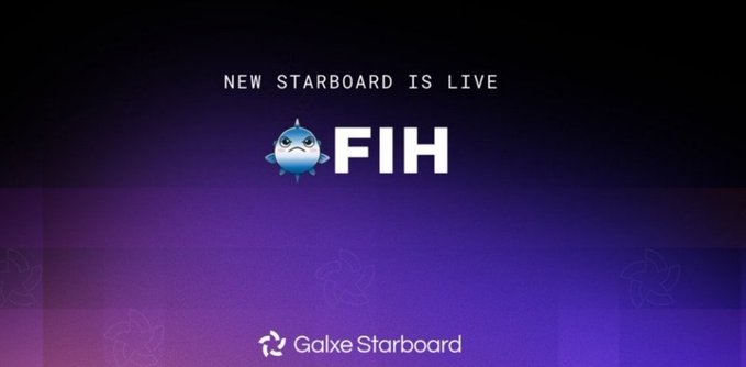 The image features a gray banner with white text stating "New Starboard Is Live" above an illustration of a shark head with a sad expression. The text also mentions the hashtag "#FIH", possibly referring to the Dollar One meme project. Additionally, there's a small description that refers to a currency called "Dollar One". This image seems to be related to a meme or creative project about Starboard and the dollar one, focusing on persistence and ecosystem ideas in a visually appealing manner.