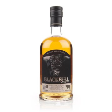 A bottle of Black Bull Blended Scotch Whisky displayed against a white background.