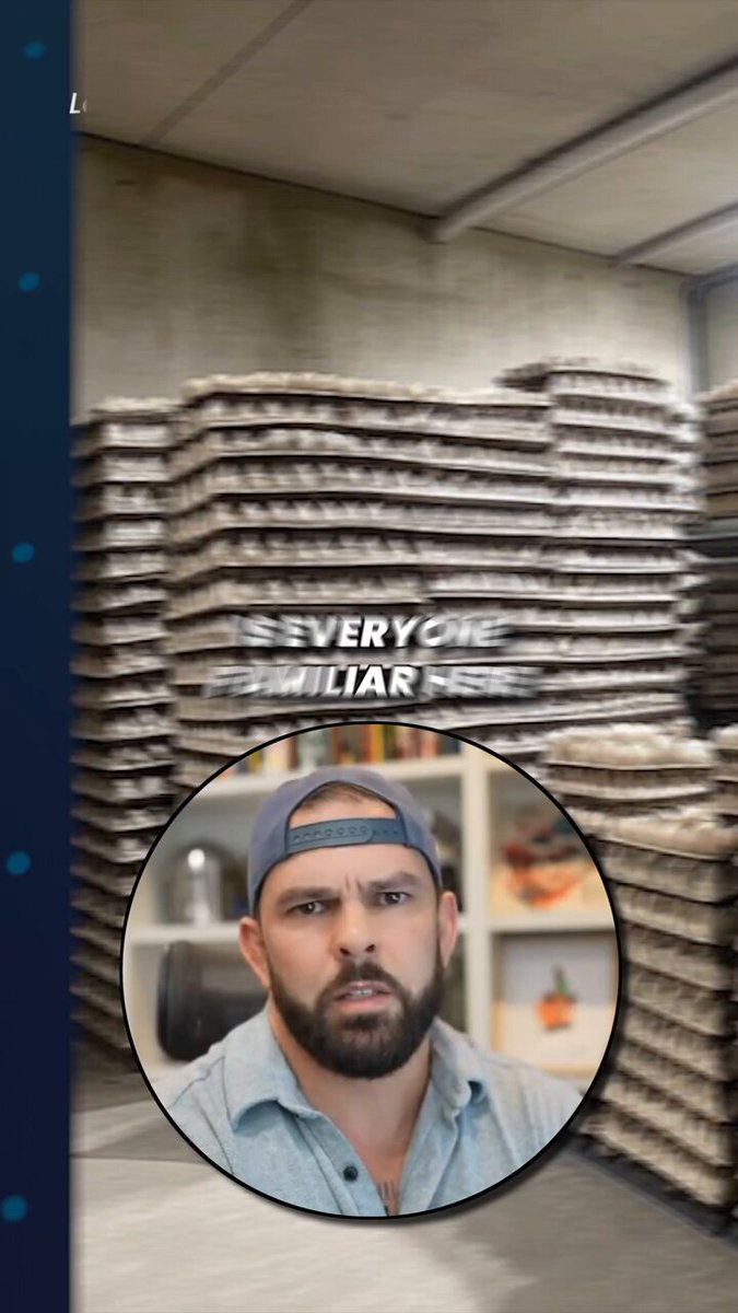 In the image, there are two men standing next to each other inside a room filled with stacks of eggs. One man has a beard and is wearing a blue shirt, while the other man is balding and wearing a baseball cap. The caption reads "Every one of these is a lie", which seems to be a reference to an article or post about Michael Saylor's egg-related story.
