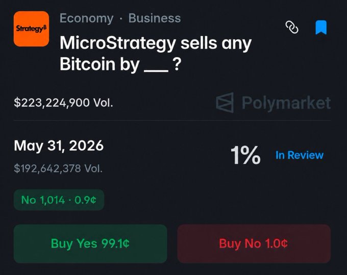 The image shows a graph with two different price points for Bitcoin being sold by MicroStrategy, one priced at 1.00 US cents and another at 99 cents US cents. The graph suggests that there may be some fluctuations in the market value of Bitcoin due to the uncertain UMA vote.
