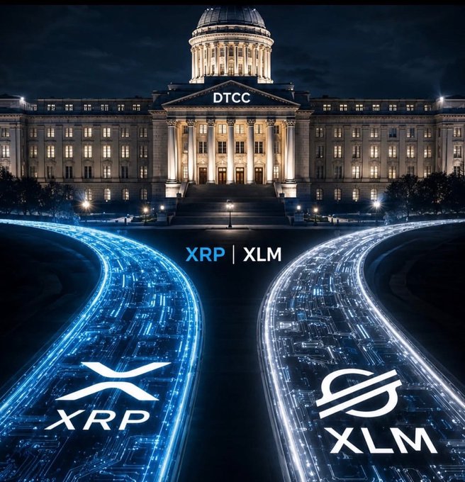 The image features a building with a large dome, which serves as the backdrop for two different paths that lead towards it. One path represents Bitcoin (BTC), while the other represents Ripple Cryptocurrency. The Bitcoin path has a blue line leading up to it, and the Ripple Cryptocurrency path has a white line. The text in the image suggests that Bitcoin is more likely to explode on tokenization and institutional infrastructure news, whereas Ripple Cryptocurrency will show global adoption if it catches the market's attention.

The post also mentions that XLM (XRP) can explode on tokenization and institutional infrastructure news within a matter of days. This implies that the image might be related to an advertisement or promotional material for Bitcoin or Ripple Cryptocurrency, highlighting their potential impact in the cryptocurrency world.