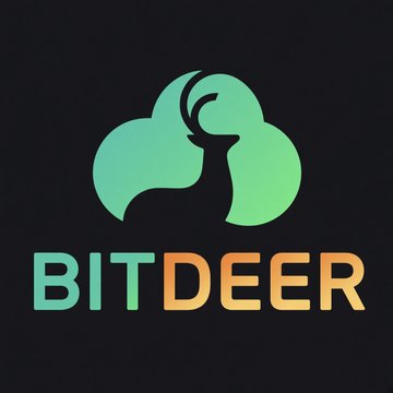 The Bitdeer logo is displayed, featuring a stylized green deer head above the company name in teal-to-orange gradient lettering. The branding accompanies news of Bitdeer's 10-year agreement for a new 67MW AI data center campus in Malaysia.