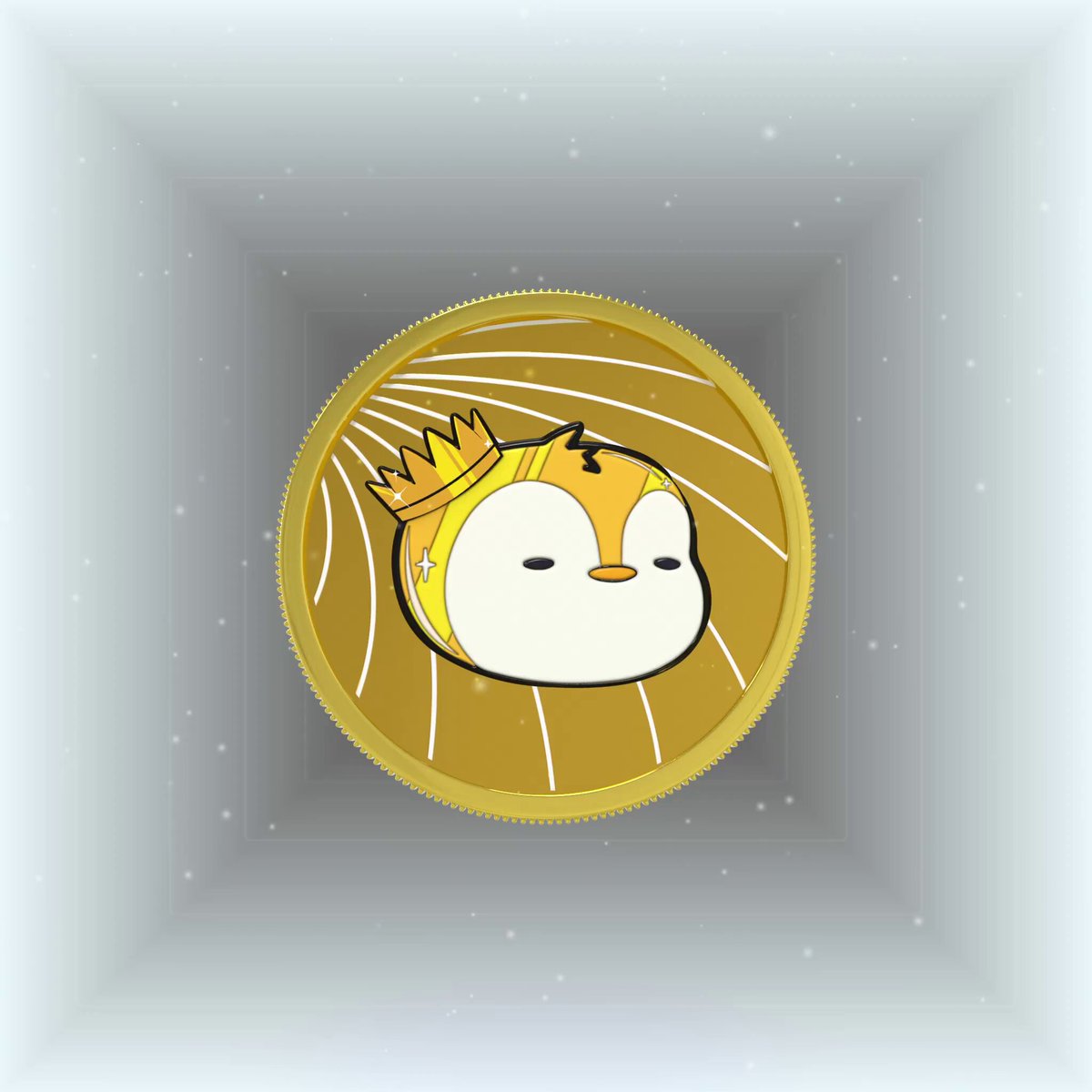 The image features a cartoon penguin with a crown sitting inside a gold circle. The penguin appears to be wearing a crown, which adds a sense of regality or importance to its character. The background of the image is white, providing a stark contrast that makes the penguin and its surroundings stand out. The caption below the image reads: "Receiving the Big Impact SBT was a truly special moment for me... I'M Grateful To Be Part Of This Community. Huge thanks to @LilPudgys And @pudgypenguins Throughout this journey, I've met amazing people, built meaningful friendships, and created great memories."