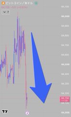 A mobile trading chart display showing gold (ゴールド/Gold) price action with a large blue downward arrow pointing to a sharp decline, ending at the ¥8,880 price level. The image illustrates the post's warning about over-leveraging in gold trading, where taking on too large a lot size ("ロット") leads to devastating losses during sudden price drops.