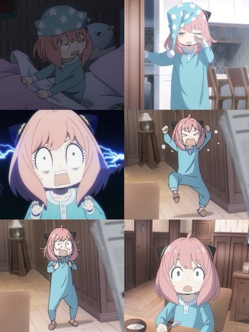 This collage depicts Anya Forger from Spy x Family in various states of sleepy despair, mirroring the frustration of missing out on something important, like the @moonpay mentioned in the post.