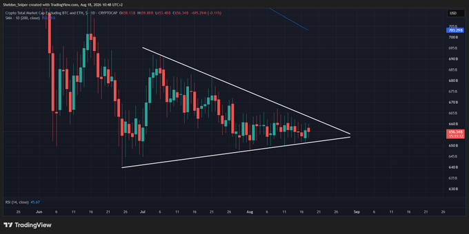 A TradingView candlestick chart for BIST 100 showing a descending triangle pattern with a possible bearish breakdown, with the current price highlighted at 14,106.14.